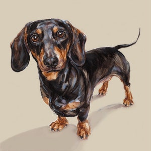 Dachshund painting dog art print unframed Limited Edition Dog Print, dog portrait, dachshund portrait painting, dachshund print, dog art image 2