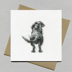 Dachshund Wagging card, doxie greetings card - dachshund gift, dachshund lover, dachshund present, Dachshund dog drawing card