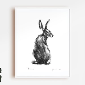 Hare drawing print, - hare  fine art  print  - fine art animal print - spring gift -  sketch print, hare wall art, wildlife art, country art