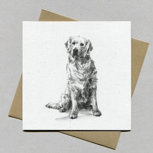 Golden Retriever dog card - Golden retriever gift, Golden retriever present, Golden retriever Drawing Sketch, Golden retriever art card