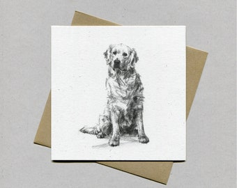 Golden Retriever Hund Karte - Golden Retriever Geschenk, Golden Retriever Geschenk, Golden Retriever Zeichnung, Golden Retriever Kunstkarte