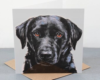 Black Labrador Fine art card, dog gift card, labrador dog lover, Black Labrador greetings card, labrador present, Labrador card