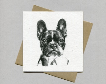 Franse Bulldog-kaart, Frenchie-wenskaart - Franse Bulldog-cadeau, frenchie-liefhebber, Franse Bulldog aanwezig, Franse Bulldog-tekening