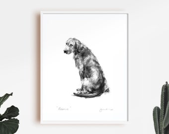 Dog drawing print, Labrador dog Drawing - fine art dog print - Labrador gift - labrador print