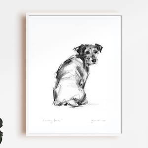 Terrier drawing print, Jack Russell Terrier dog sketch  - dog art print - gift terrier lover, terrier print, terrier wall art, terrier art