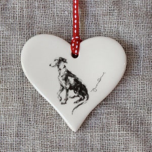 Valentines  Whippet ornament,  dog gift, hanging whippet heart, whippet decoration, whippet ornament, gift whippet lover