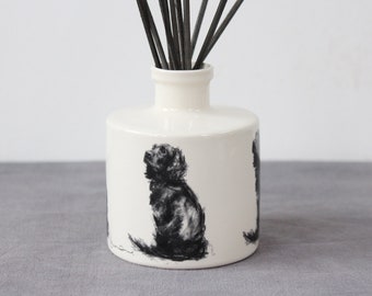 Black Cocker Spaniel dog reed diffuser, Ceramic diffuser, essential oil diffuser, Cocker spaniel gift, spaniel present, pet diffuser