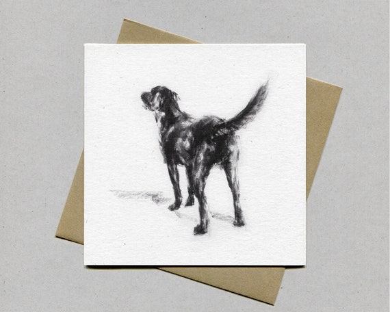 Black Labrador card, Labrador card - Black  Labrador gift, Labrador art lover, Labrador present, Labrador Drawing Sketch, Labrador art card