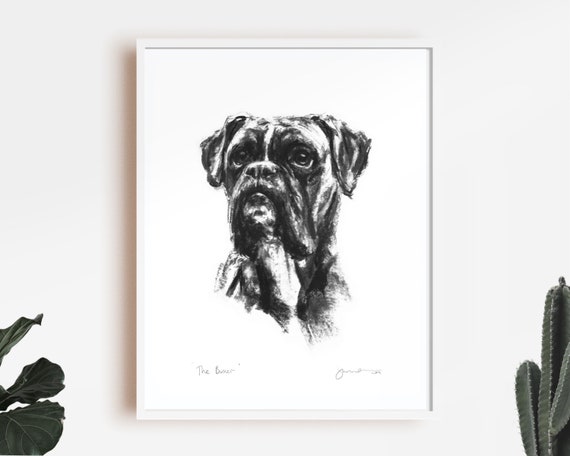 Dog Drawing Print Boxer Dog Drawing Fine Art Dog Print Boxer Dog Gift