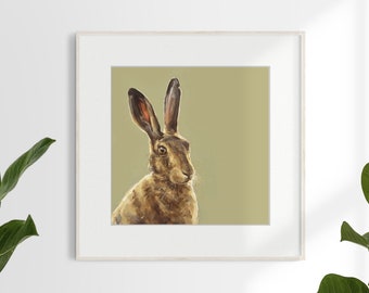 Easter present, Hare painting print - unframed Ltd. Ed. Fine art print - Hare art, hare gift, Spring gift