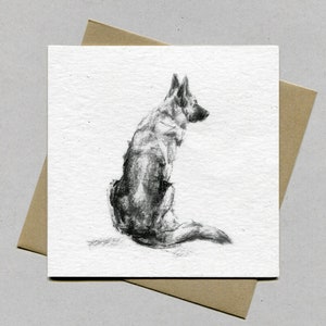 German Shepherd dog  greetings card - German Shepherd gift, GSD art lover, German Shepherd present, GSD Drawing Sketch, German Shepherd art
