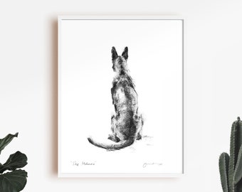Malinois print  Belgian Shepherd Dog sketch - fine art dog print - Malinois gift Malinois wall art, Malinois present
