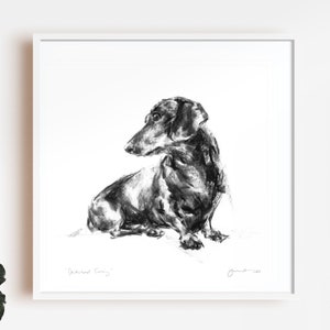 Dackel Druck, Kohle Skizze, Hund Zeichnung, Hunde Zeichnung, Fine Art Hunde Druck, Dackel Geschenk, Dackel Wandkunst
