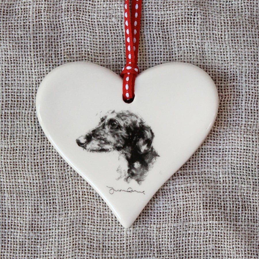 Dog lover gift Lurcher ornament Lurcher gift lurcher heart Etsy