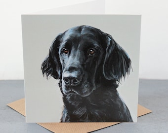 Tarjeta de arte de retriever de pelo liso, tarjeta de regalo para perros, amante de los retrievers de pelo liso, tarjeta de felicitación de retriever, regalo de retriever de pelo liso, regalo de retriever de pelo liso