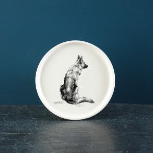 German Shepherd coaster, gift GSD lover, ceramic, German shepherd gift, dog coaster, trinket dish, spoon rest, small tray, teabag holder