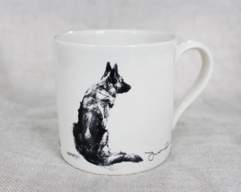 Dog lover gift, German Shepher Mug, GSD  mug, dog pottery, dog mug, UK made, Fine Art pottery