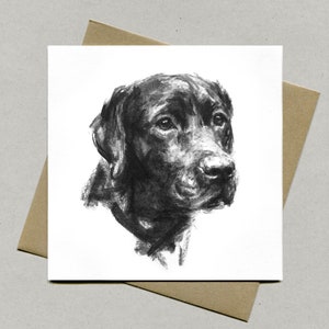 Black Labrador card, Labrador greetings card, Black Lab gift, Labrador art, Labrador present, Labrador Drawing Sketch, Labrador art card