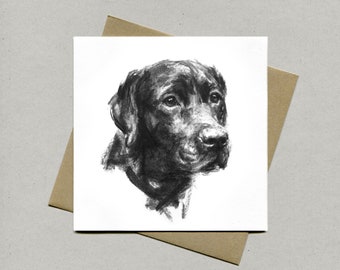 Black Labrador card, Labrador greetings card, Black Lab gift, Labrador art, Labrador present, Labrador Drawing Sketch, Labrador art card