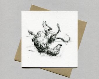 Whippet rolling, Roach Pose, whippet greetings card - whippet  gift, whippet lover, whippet present