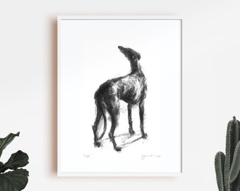 Greyhound print, Greyhound drawing "Hope" - fine art dog print, greyhound gift, greyhound lover, dog drawing, dog portrait, greyhound art
