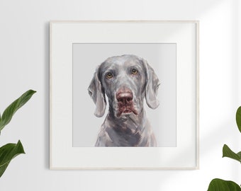 Weimaraner Dog Painting Print - unframed Ltd ed. Signed  dog print - weimaraner gift, weimaraner portrait, dog portrait, weimaraner art