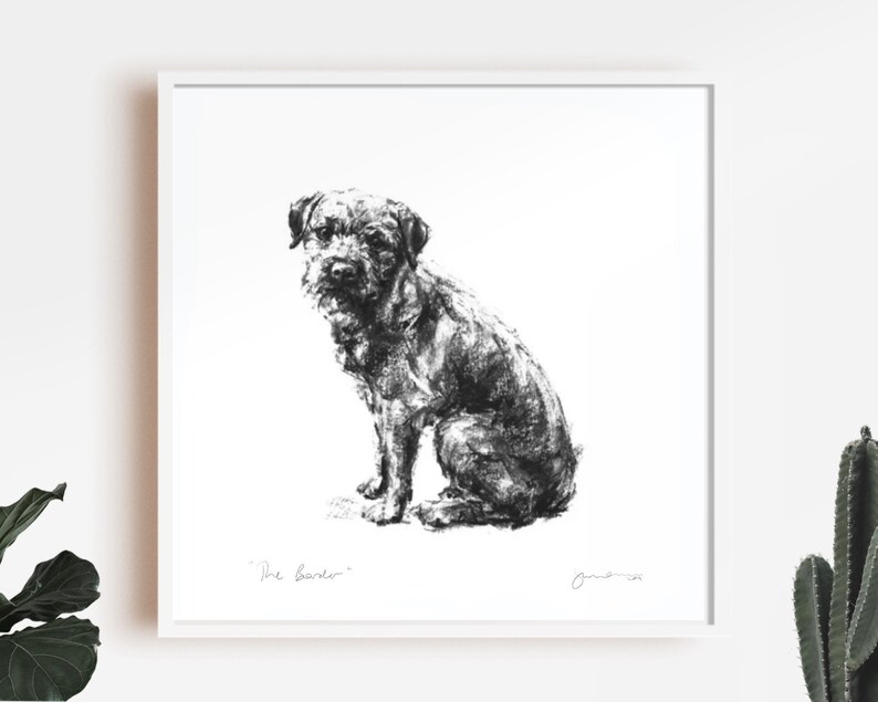 Chien dessin imprimé cadeau Border terrier chien art print | Etsy