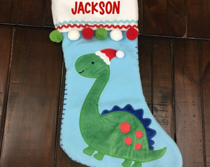 Dinos & Snow Globes - Dinosaur Christmas Stocking