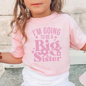 I&#39;m going to be a big sister flowers t shirt for kids toddler pink short sleeve fast shipping baby reveal pregnancy announcement shower gift