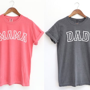 Mama Dad Comfort Colors Shirt, Mom Dad Parents T Shirts, Hospital Coming Home, Baby Announcement, Pregnancy Reveal Shirt