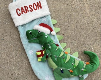 Personalized Dinosaur Christmas Stocking Custom Any Name