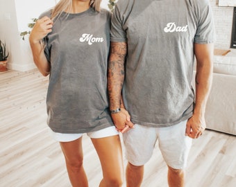 Mama Dad Comfort Colors Shirt, Mom Dad Parents T Shirts, Hospital Coming Home, Baby Announcement, Pregnancy Reveal Shirt