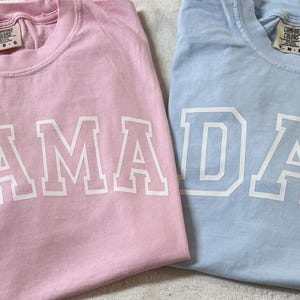 Mama Dad Comfort Colors Shirt, Mom Dad Parents T Shirts, Hospital Coming Home, Baby Announcement, Pregnancy Gender Reveal Shirt Pink Blue