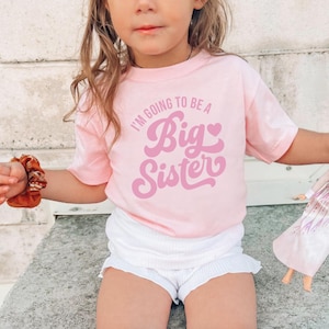 I&#39;m going to be a big sister t shirt for kids toddler pink short sleeve fast shipping baby reveal pregnancy announcement