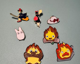 Studio Ghibli-Inspired Enamel Pins – Kiki’s Delivery Service & Howl’s Moving Castle Pins