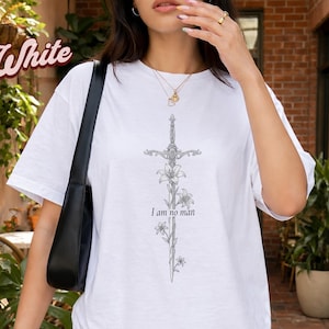 Ich bin kein Mann Floral Sword feministisches Shirt, Floral Sword T-Shirt, Mädchen Power Shirt, Frauen Empowerment T Shirt, starke Frau, feministisches Geschenk für sie