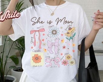 She Is Mom Shirt, Cute Mom T Shirt, Mothers Day Gift for Mom, Mama Floral Tee, Gift for Mom, Mom Life Shirt, Cute Mama Shirt, Mother Gift