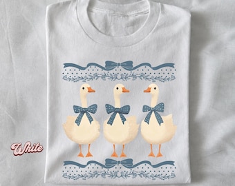 Mama Goose With Baby Geese Vintage Original 1980s Blue Ribbon Goose With Hearts shirt, Cottagecore Farm Animal Shirt, Vintage cute Duck Tee