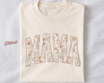 Floral MAMA Shirt, Mom Shirt, Floral Mother tshirt, Preppy Mom Shirt, Mothers Day Tee, Gift for Mom