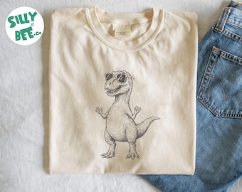 Rolig T-Rex dinosaurie-T-shirt, cool dinosaurie-T-shirt, unisex fritidskläder