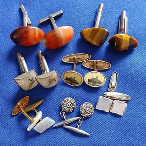 Collection of Men's Vintage Cuff Links from 1930 to 1970 image 1
