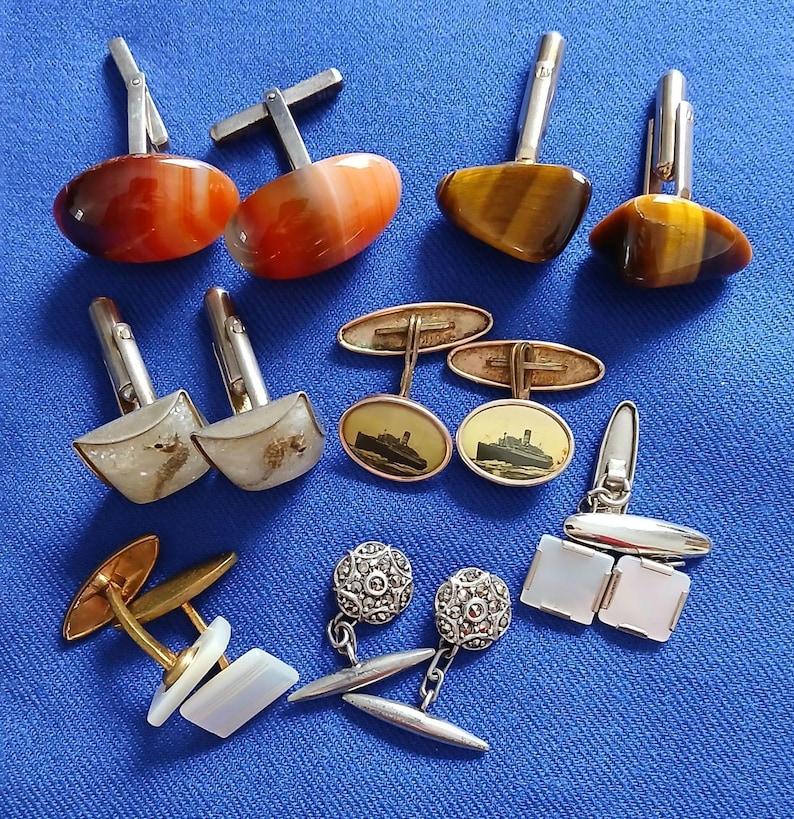 Collection of Men's Vintage Cuff Links from 1930 to 1970 image 1