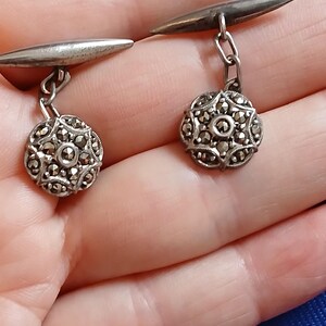 Collection of Men's Vintage Cuff Links from 1930 to 1970 7) Silver/marcassite