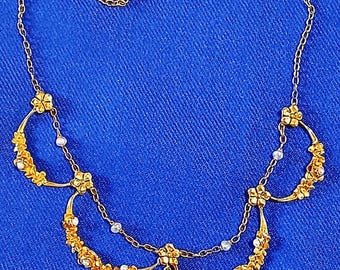 Exclusive Belle Epoque 18Kt yellow gold antique French Art Nouveau chain necklace