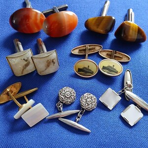 Collection of Men's Vintage Cuff Links from 1930 to 1970 image 2