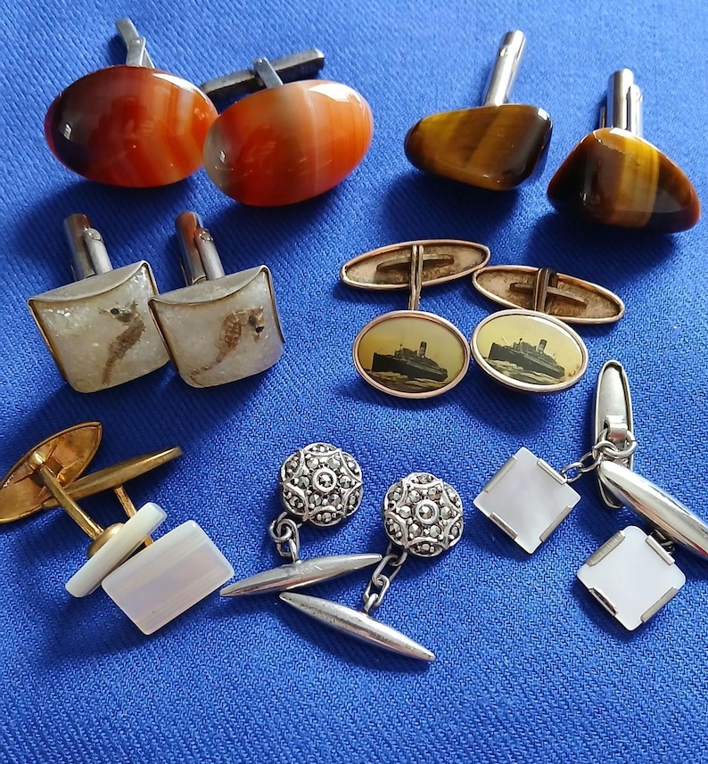 Collection of Men's Vintage Cuff Links from 1930 to 1970 image 2
