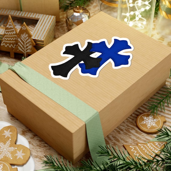 Chrome Heart Blue and Black Crosses Kiss-cut Stickers - Etsy
