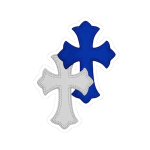 Chrome Heart Blue and Silver Cross Sticker | Kiss-Cut Sticker