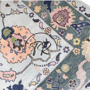 Hand-Knotted Indo Wool Oushak Rug 8x10: Ivory Turkish Knot Bedroom Rug