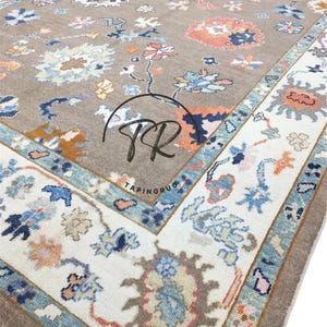 9x12 Brown Modern Colorful Area Rug, Contemporary Multicolored Oushak Rug, Living room Rug Turkish Rug,
